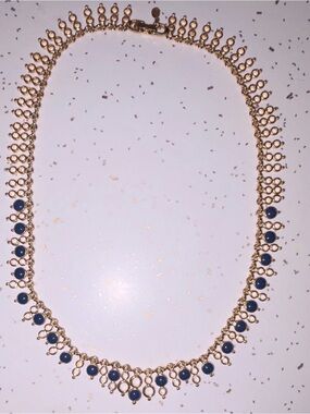 Vintage Joan Rivers Crystal Blue Lapis and Rhinestone Reversible Necklace